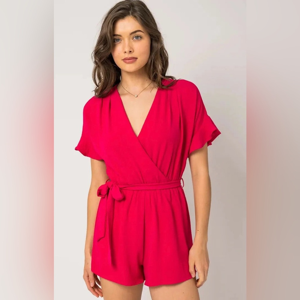 NWT Pink Tie-Waist Romper | Comfy Spring Summer Romper | Size L